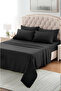 Striped Cotton Satin Double Duvet Cover Set Black Cotton Satin