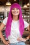 Fuchsia Long Bangs Fiber Synthetic Wig - Party / Animation / Theater - 3