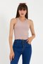 Süperlife Women Crop Knitted Back High Collar Slim Fit Tank-Tişört Spr21Y11 - 4