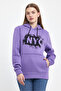 Women's Hooded Fleece 3 Thread Nyc Printed Sweatshirt. - 3