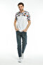Süperlife Men's Crew Neck Slim Fit Sleeve and Front Garnished T-Shirt Spr21Y06