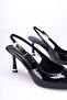 Nita Black Patent Leather Side Buckle (8 cm) Pointed Toe Heeled Shoes - 4