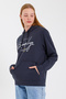 Süperlife Women's Hooded Regular Fit Handwritten Brooklyn Printed Thin Sweatshirt Spr23Swk361