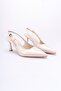 Nita Beige Patent Leather Side Buckle (8 cm) Pointed Toe Heeled Shoes