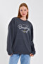 Süperlife Women's Crew Neck Regular Fit Handwritten Brooklyn Thin Sweatshirt Spr23Swk331 - 4