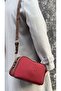 Justpolo Women's Burgundy 5 Compartments Adjustable Long Strap Shoulder Bag Messenger Bag - 5