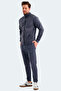 Kloten in Men's Zippered Stand Collar Pocketed Gray Tracksuit Set