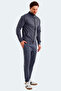 Kloten in Men's Zippered Stand Collar Pocketed Gray Tracksuit Set - 6