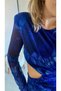 Special Design Cut Out Low-Cut Slit Blue Navy Blue Maxi Tulle Dress - 6