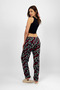 Black Love Patterned Women's Fleece Pajama Bottoms Winter Elastic Waist Single Bottom - 5