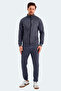Kloten in Men's Zippered Stand Collar Pocketed Gray Tracksuit Set - 7