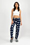 Navy Blue Paw Women's Fleece Pajama Bottoms Winter Elastic Waist Single Bottom - 3