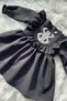 Lace Detailed Ruffled Baby Girl Black Crepe Dress - 4