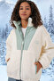 Green Printed Women's Plush Jacket - Zip and Lining Hzl25W-Bd 151941 - 2