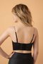 Adjustable Micro Strapless Glittery Women's Bralet Bustier with Chain Straps and Support, Black