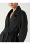 Long Stamp Coat with Belt and Pockets - 5