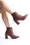 Short Boots Side Zipper Heeled Tan Shoes - 2