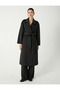 Long Stamp Coat with Belt and Pockets - 3