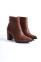 Short Boots Side Zipper Heeled Tan Shoes - 4