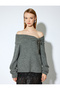 X Melis Ağazat - Soft Textured Off-The-Shoulder Knit Sweater with Long Sleeve Bow Detail - 3
