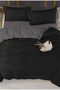 Double Black Gray Duvet Cover Set with Elastic Sheet - 3