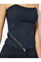 X Sima Tarkan - Strapless Top with Asymmetrical Zipper Detail - 5