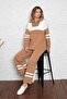 Women's Light Brown Oversize Knitwear Bottom Top Tracksuit Set 1230 - 6