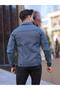 Men's Blue Jean Denim Standard Fit Pocket Button Jeans Jacket - 3