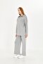 Oversize Zippered Knitwear Top and Bottom Set 1805 Gray - 2