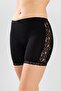 Women's Cotton Lycra Combed Cotton Shorts with Lace Sides 8040 Black