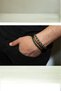 Stylish Braided Leather Bracelet in Brown and Green Shades, with Magnetic Closure - 2
