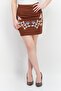 Women Embroidered Mini Skirts, Brown