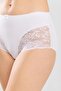 Women's Classic Cotton High Waist Laced Bato Panties 3 Pack White - 4