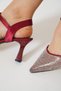 Lolet Women's Evening Dress Shoes with Full Stones and Open Back Burgundy Satin - 4