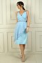 Women's Double Rope Strap Top Chiffon Belt Short Crepe Dress - 3