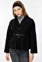 Trocape Collarless Black Stamped Jacket - 6