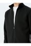 Long Sleeve Cotton Blended Pocket Detailed Stand Collar Zippered Cardigan - 5