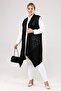 Large Size Black Women's Vest - Long and Sequined
