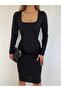 Square Collar Necklace Midi Dress - 3