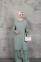 2-Piece Bottom-Up Suit Women's Modest Side Line Patterned Silvery Knitting Tunic Pants - 3