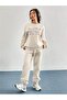 3 İplik 1898 Brooklyn Beige Jogger Sweatshirt Bottom Top Tracksuit Set Oversize Crew Neck - 3