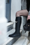 Women's Back Zipper Silver Buckle Casual Boots Mosna Black - 4