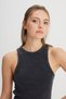 Slim Fit Slim Fit Crew Neck Black Women's Sling T-Shirt - 4