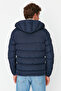 Navy Blue Regular Fit Wind and Water Resistant Puffer Winter Coat Tmnaw22Mo0132 - 5