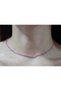 Pink Tourmaline Stone Thin Natural Stone Necklace 2mm - 7