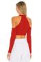Women's Red Halter Neck Silk Jersey Crop Top - 3