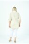Women's Cotton Linen Four-Pocket Large Size Jacket Shirt Ecru - 2