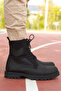 Black Leather Suede Detail Men's Boots 0012347