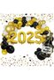 2025 New Year's Party Supplies 2025 Balloons,Black&Gold&White Happy New Year Christmas Ornament with Bottles - 2