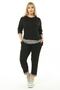 Women's Black Houndstooth Striped Plus Size Capri Set - 4